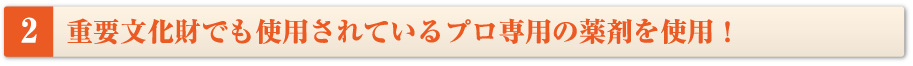 重要文化財でも使用されているプロ専用の薬剤を使用！